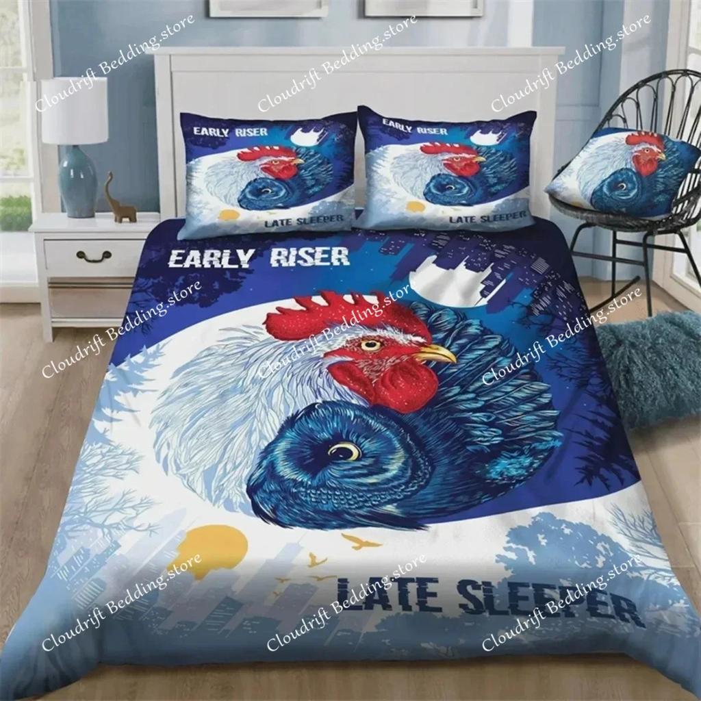 Chicken Duvet Cover Rooster Goose Duck for Kid Teen Women Men Farmhouse Animals for Bedroom Decorations Queen King Bedding Set02
