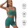 Hohe Taillen-Leopardenmuster-Bauchkontroll-Yoga-Set mit Pfirsich-Effekt-Tanktop