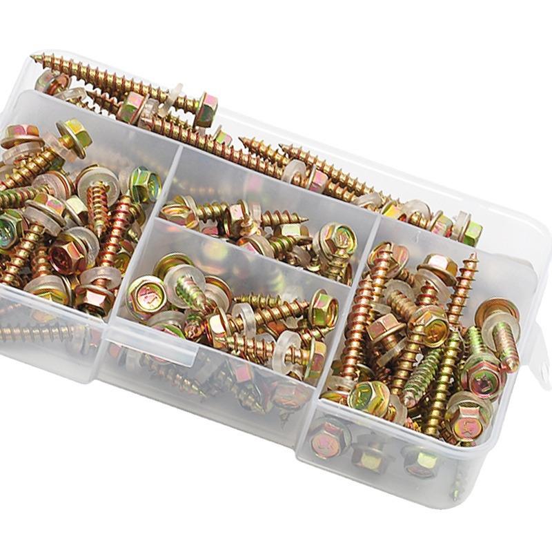 Zinc-Plated Hexagonal Head Self-Drilling Wood Screw Set