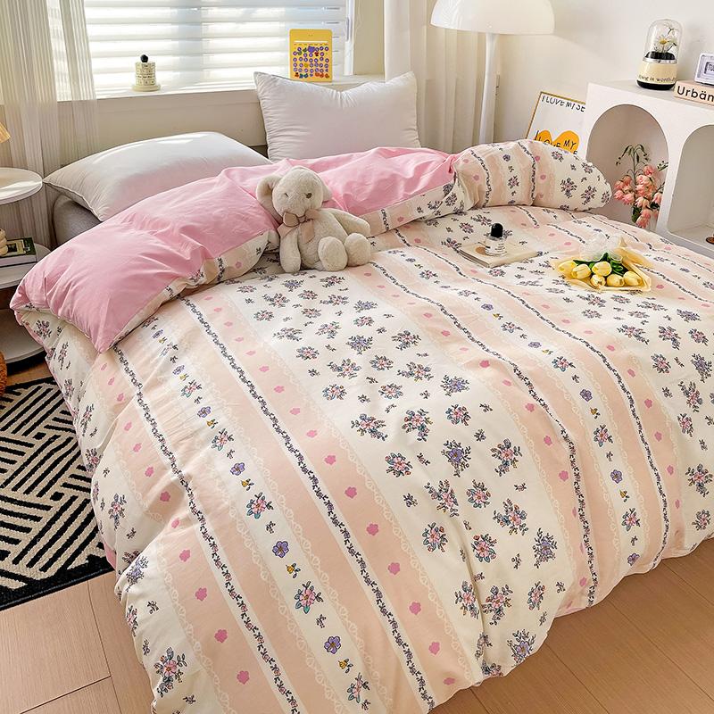 1Pc Pastoral Floral Duvet Cover Colorful Flowers 100% Cotton Skin-friendly Breathable Comforter Cover for Kids Teens Adults