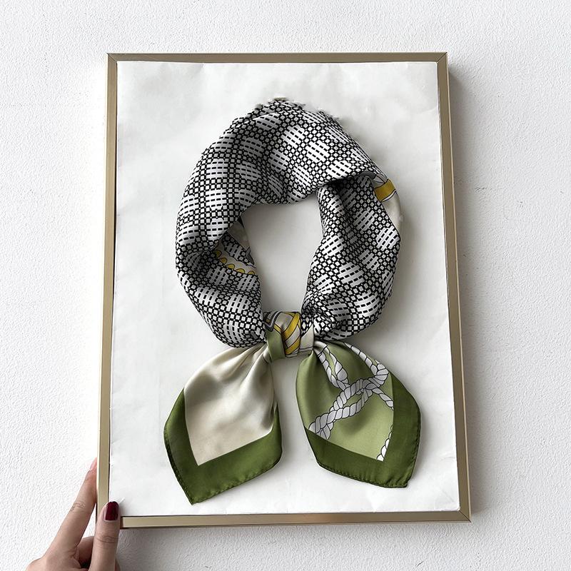 Silk Feeling Scarf Square Satin Head Scarf for Women