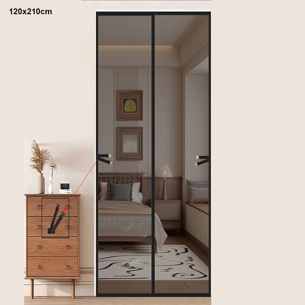 120 x 210cm Magnetic Screen Door Curtain Mesh Insect Barrier No Drilling Privacy Divider for Kitchen/Bedroom