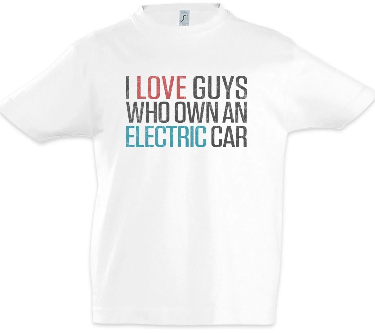 

I Love Guys Who Own An Electric Car Kids Boys T-Shirt BEV EV Electric Car- 140