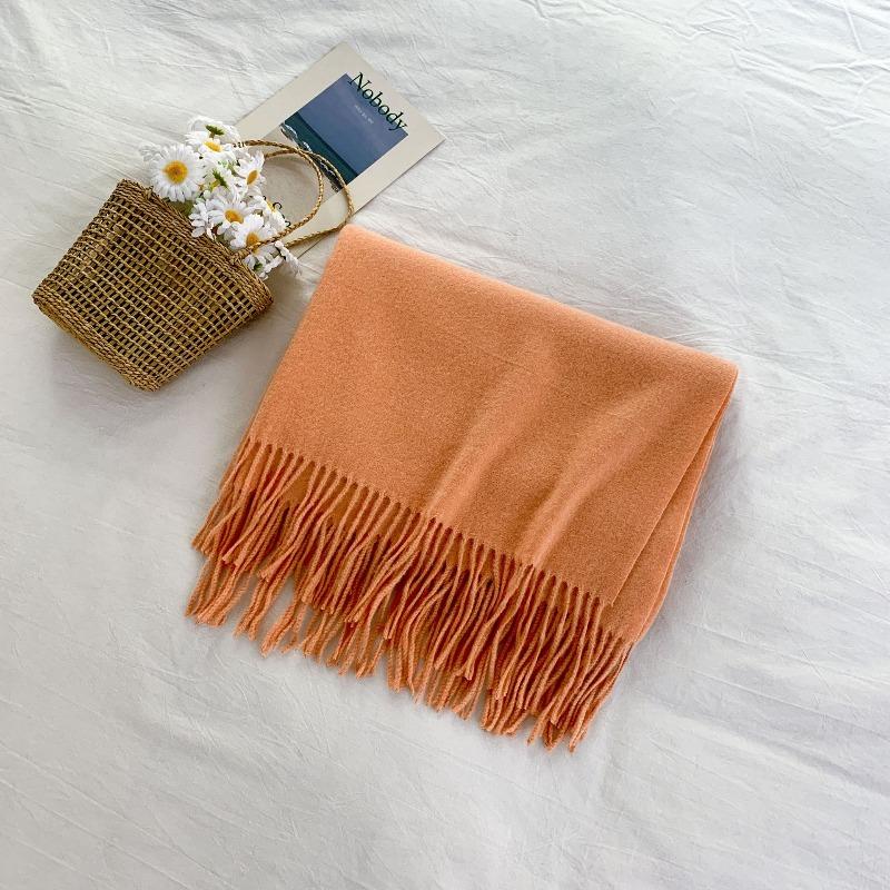 Mary 300g imitation cashmere tassel scarf women's winter solid color thickened warm shawl Japanese scarf