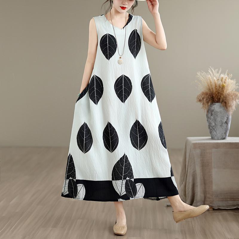 DIMANAF New 2026 Women Plus Size Summer Lady Long Dress Black Vest Sleeveless Loose Oversize Maxi Floral Print Sundress Beach Clothing