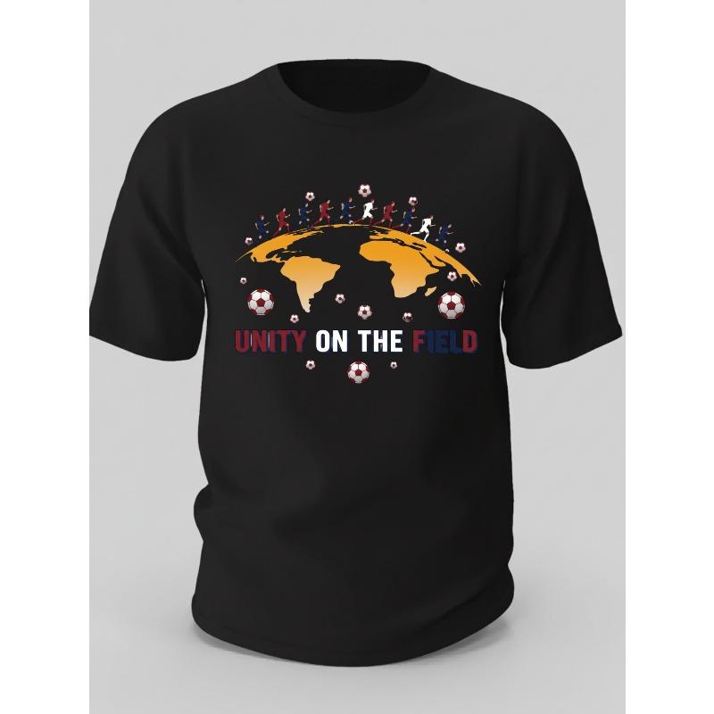 

Men s Pure Cotton T-Shirt Suitable for Casual & Soccer Wear - Globe Soccer Player Print Round Neck Tee, Machine Washable Skin-Friendly Shirt 4XL чорний