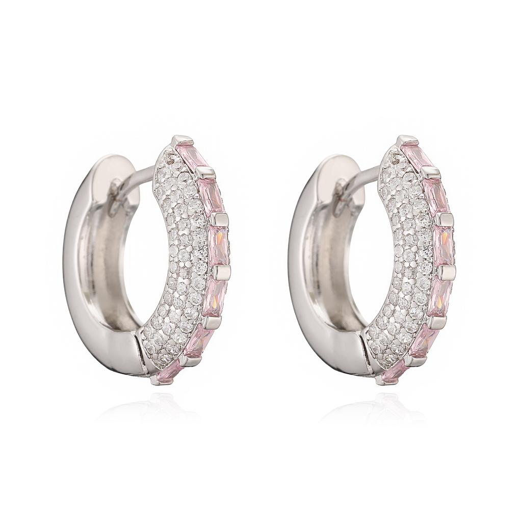 18K Gold Plated Zircon Hoop Earrings for Women Micro Paved Cubic Zirconia Huggie Earrings Elegant Brass Hoop Earrings