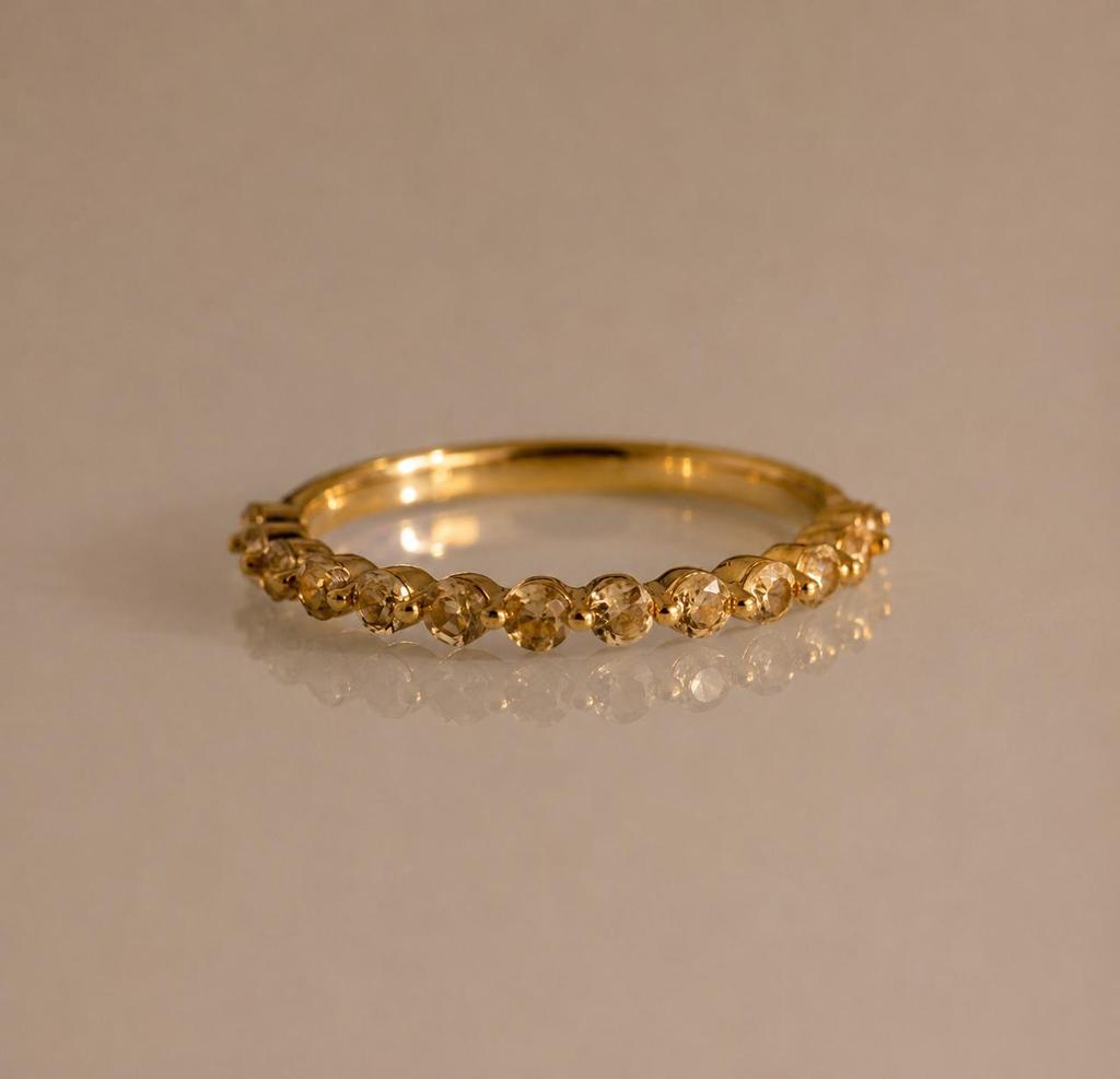 Dainty Birthstone Stack Ring Luxury Everyday Jewelry Gold Plated Gift For Women