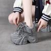 Fashion Platform Bling Sequine Sneaker Boots 10cm Height Increasing Lace Up Autumn Winter Women Shoes Thick Botton Sole Boots