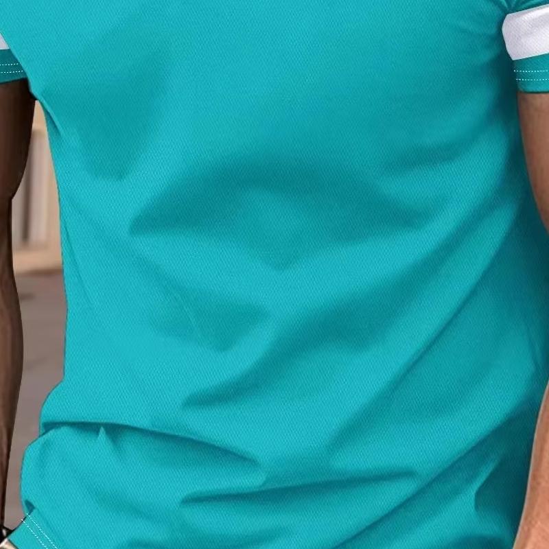 Men Summer New Spell Color Short Sleeve Polo Shirt Men Clothes Business Casual Tops Polo Shirt