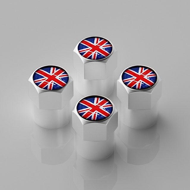 4Pcs/Set Car Tire Valve Caps Wheel Valve Cap Auto Tyre Air Valve Stem Caps Dust Cover for F1 UK Flag Car Vehicles Styling