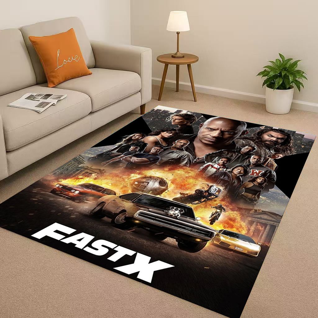 3D Fast F-Furious Vin Diesel Racing Car Living Room Non-Slip Area Rug Carpet for Bedroom Playroom Sofa,Easy Clean Home Doormat