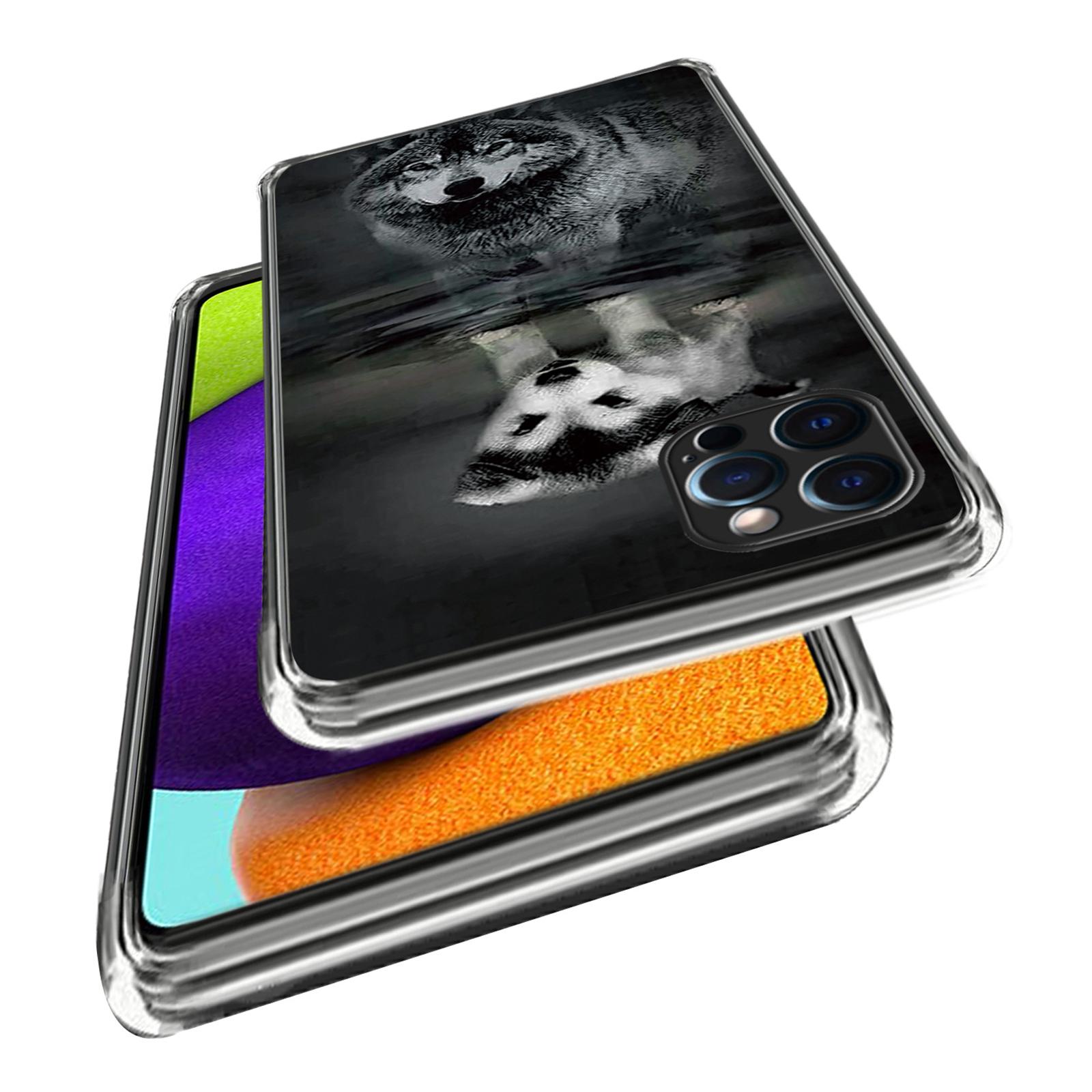 

For iPhone 16 Pro Case Pattern Printed Shockproof TPU Phone Cover Dog and Wolf