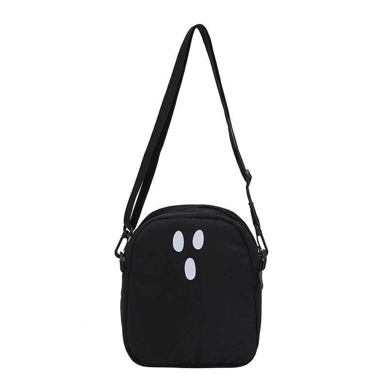 Black White Funny Cute Ghost Kawaii Women Canvas Bag Cartoon Shopper Bag Women Shoulder Bags
