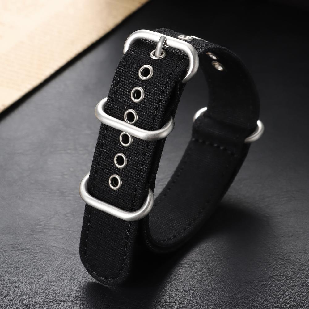 Canvas Nylon Watchband Business Men Women 18/20/22mm Black Khaki Green Outdoor Sports Watch Strap Metal Buckle Watch Accessories