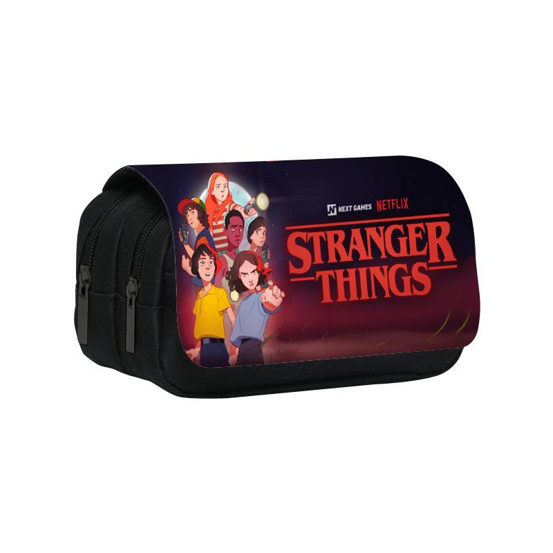 Stranger Things 5 Pencil Case, Large Capacity Multi-Layer Storage, Wear-Resistant Oxford Cloth Student Stationery Bag