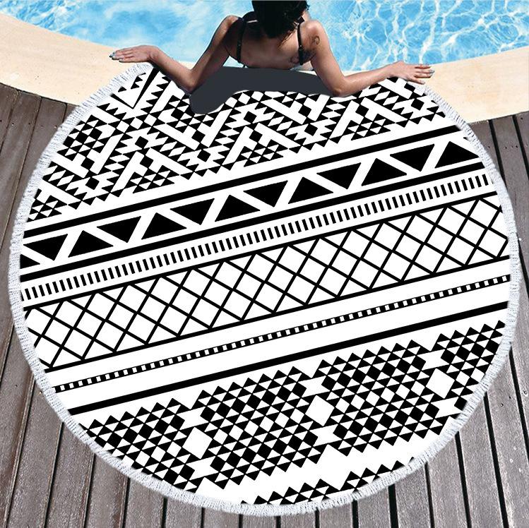 Mikrofaser Marmor Abstraktes Muster Strandtuch Rund Groß Aquarell Treibsand Yoga Handtuch Mit Quaste Strandmatte Decke Abdeckung