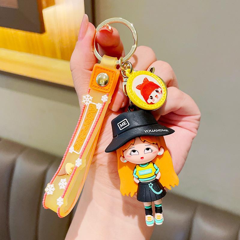 Adorable Cartoon Street Dance Girl Keychain Creative Soft Rubber Cute Doll Accessory For Backpacks