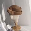 2026 New  Autumn Winter Wool Retro Rolled Edge Beret Japanese Style Women's Fedora Hat French Elegant Wedding Church Pillbox Hat