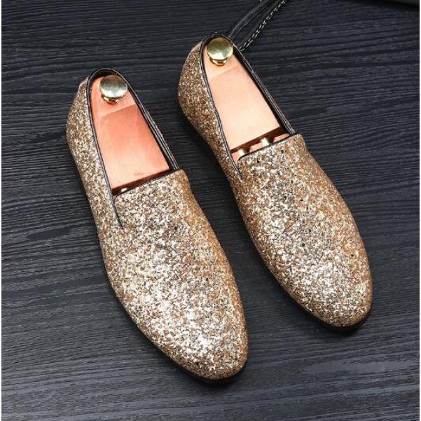Męskie buty płaskie Brytyjska moda Szpiczaste buty Cekiny Osobowość Buty męskie Duży rozmiar Mokasyny M231