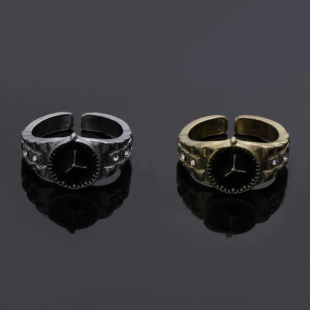 Inele Deschise Reglabile Punk Inel de Deget Ceas din Aliaj Inele Creative pentru Cuplu Bărbați