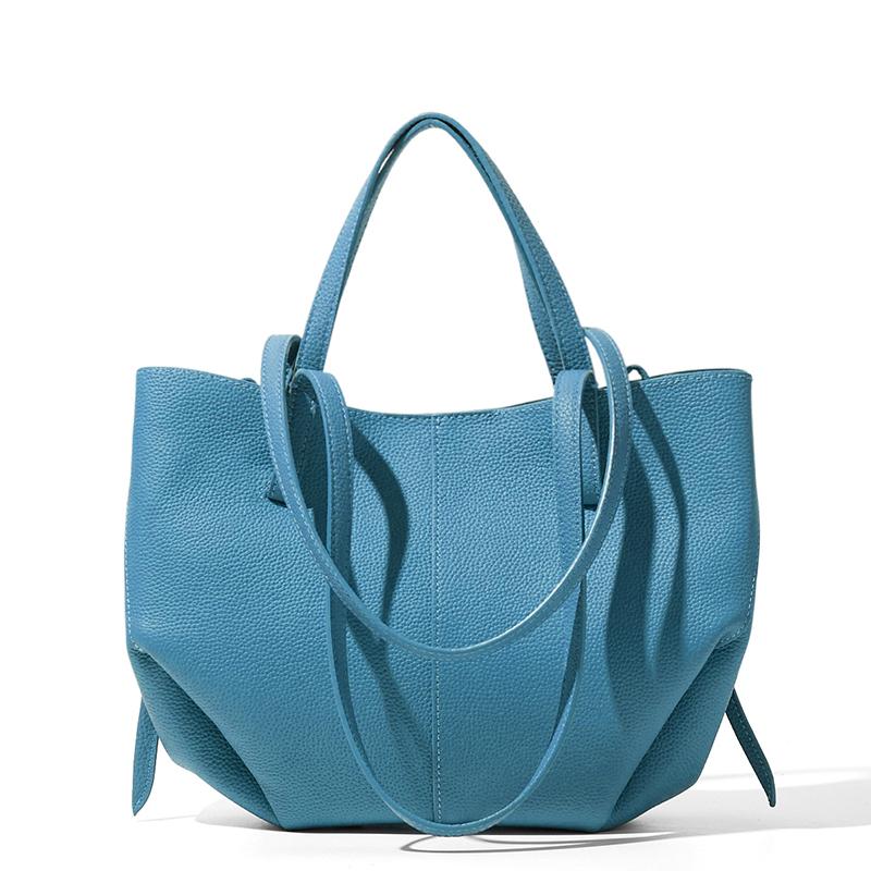 Top-Grain Cowhide Leather Large-Capacity Women's Tote Bag, Versatile Minimalist Smiley Face Handbag Bag Luxury Designer Wing Bag