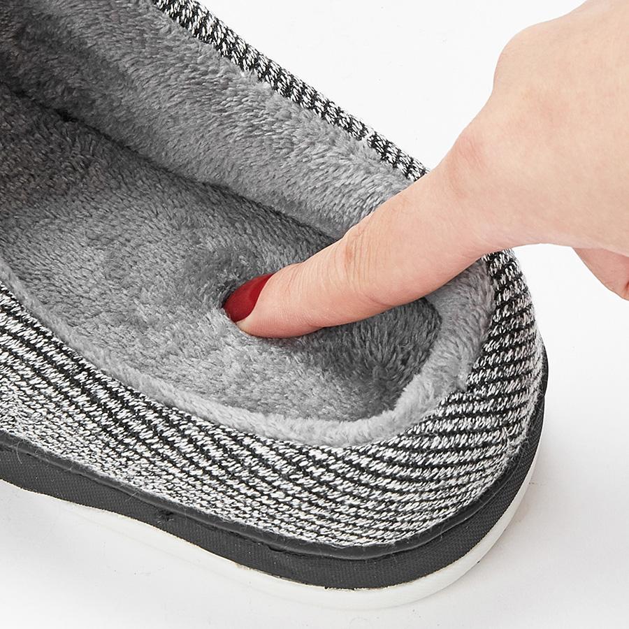 Men's Home Slippers 2024 Winter Warm Fuzzy Lined Male House Shoes Stripe Soft Memory Foam Non-slip Indoor Slipper Man Plus Size