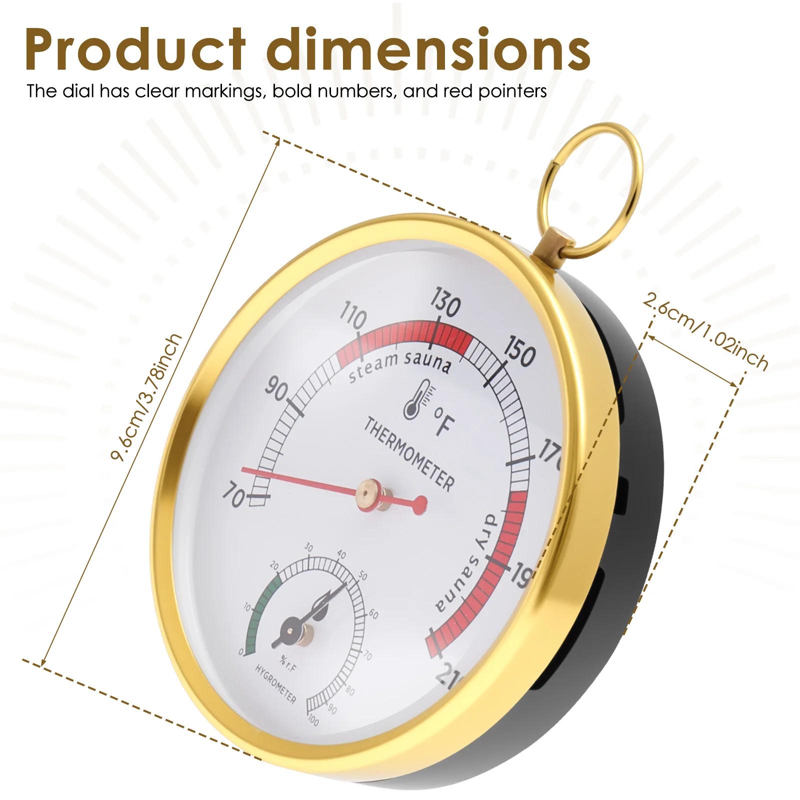 Термометр для сауны Фаренгейт Нержавеющая сталь 2 в 1 Гигрометр Термометр Точный Водонепроницаемый Круглый Термометр для парной
