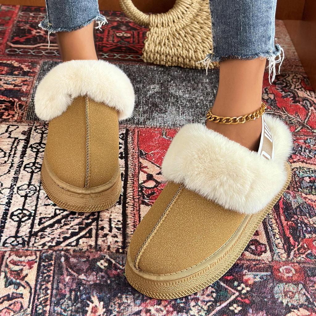 Fashion Women Luxury Slippers 2025 Winter New Warm Furry Lightweight Snow Shoes Women Baotou Outdoor Comfortable Slippers Slides Women