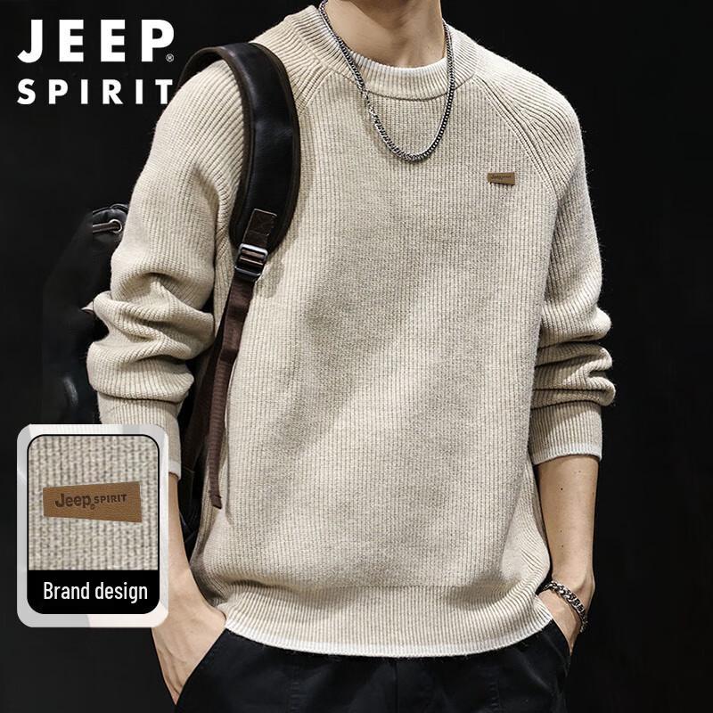 JEEP SPIRIT Men's Loose Fit Heavy Knit Pullover Sweater
