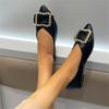 Fashion Women's Fashion Low Heel Shoes Autumn New Pointed Head Shallow Mouth Water Diamond Buckle Soft Sole Non-slip Flat Shoes