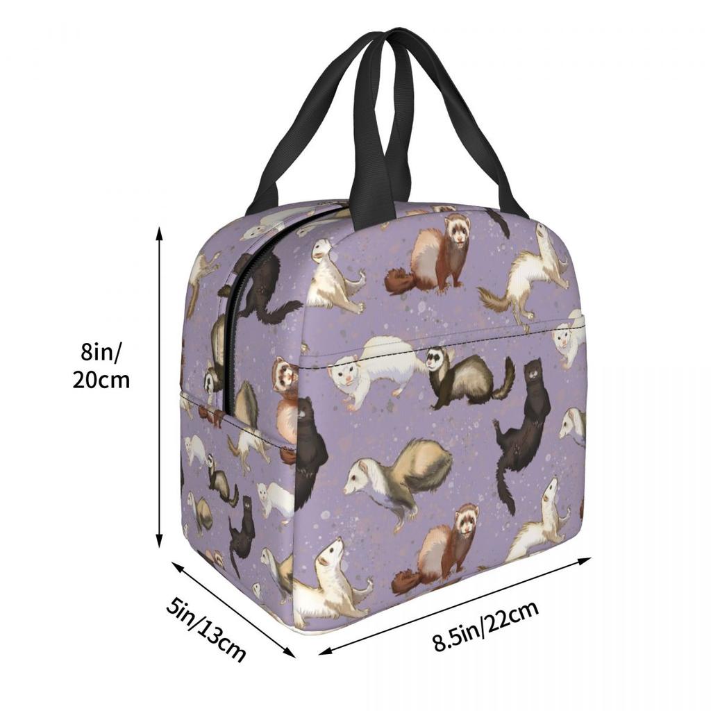 Playful Ferrets Insulated Lunch Bag for Women Kids Portable Food Boxes Thermal Lunch Box Tote
