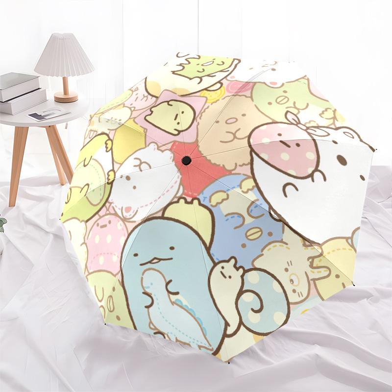 Узор Sumikko Gurashi, автоматический складной зонт, портативная и складная конструкция, 8 спиц, рождественский или день рождения подарок. разноцветный