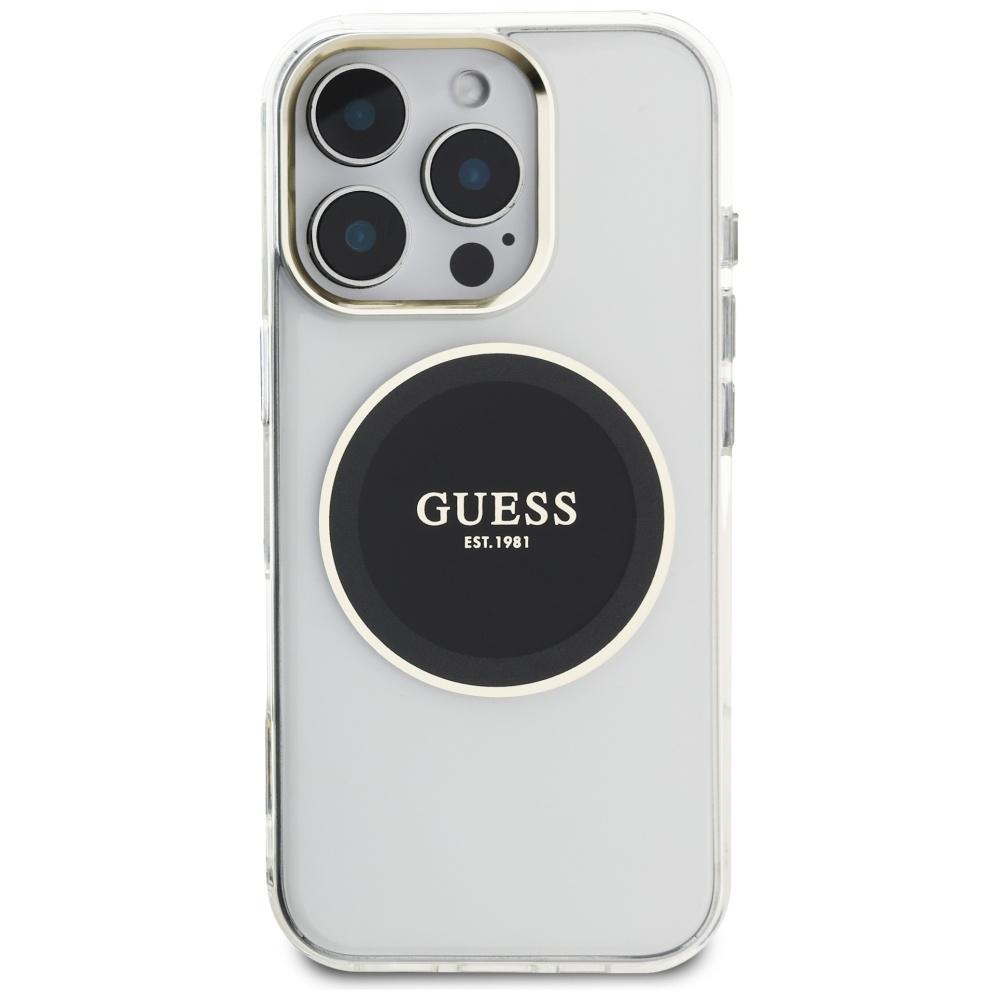 Guess IML Metal Colored Circle Classic Logo MagSafe case for iPhone 16 Pro black
