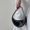 Mode Damen Hobo Taschen Damen Schwarz Weiches PU Leder Unterarm Schultertaschen Weiblich Love Lock Halbmond Geldbörse Handtaschen