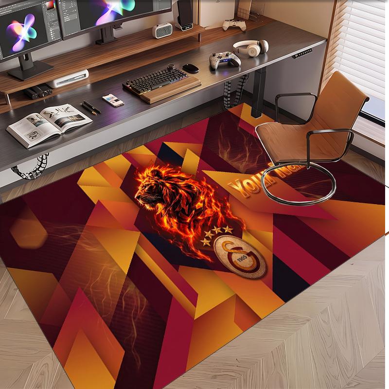 Personalized Crystal Velvet Carpet Galatasaray FC Pattern Non Slip Floor Rug
