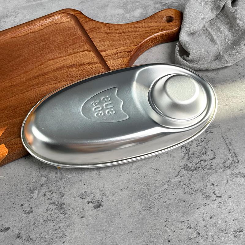 304 Stainless Steel Oval Divided Snack Plate