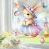 1 Sheet Cute Rabbit Egg Decals Easter Stickers Angel Rabbit Showcase Entrance Glass Electrostatic Patch Easter Party Decoration