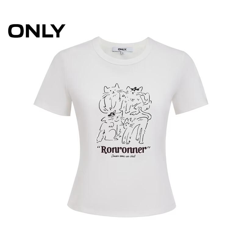 ONLY Women's Line Cat Print Short Sleeve T-shirt