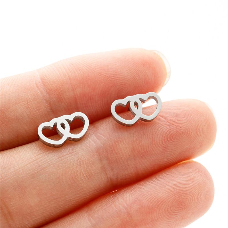 Kleine Edelstahl-Ohrringe Geometrisch Damen Herren Minimalistisch Rund Herz Mond Stern Ohrstecker Dreieck Pendientes Geschenk