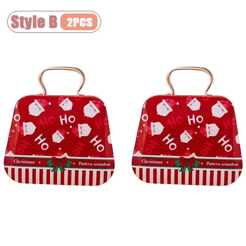Mini Christmas Tin Candy Box Handbag Gift Box for Holiday Party Favors Gift Wrapping and Festive Table Center Decoration