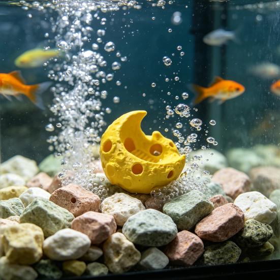 Moon Aquarium Hideout Cave Fish Tank Moon Ornament Multi-Hole Aquarium Hideout Tunnel for Small Fish And Shrimps