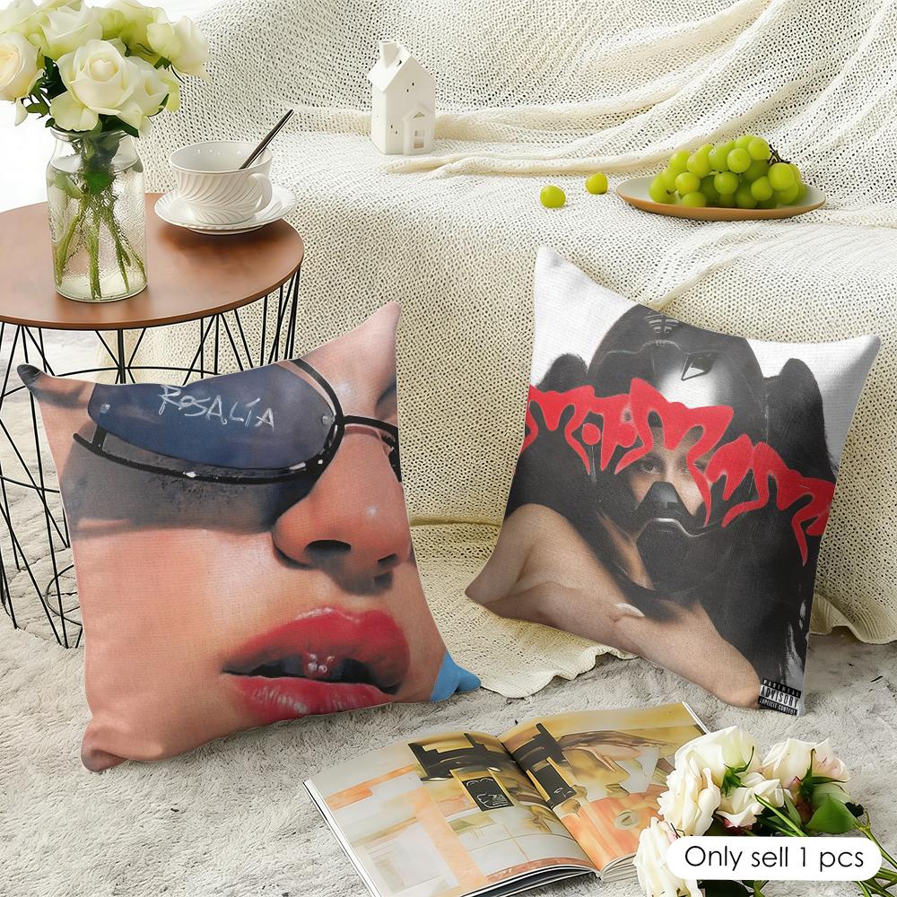 Popular Singer RRosalia Cushion Cover Natural Linen Organic Fabric DoubleSided Printing Sofa Home Decor Gift Pillow Case