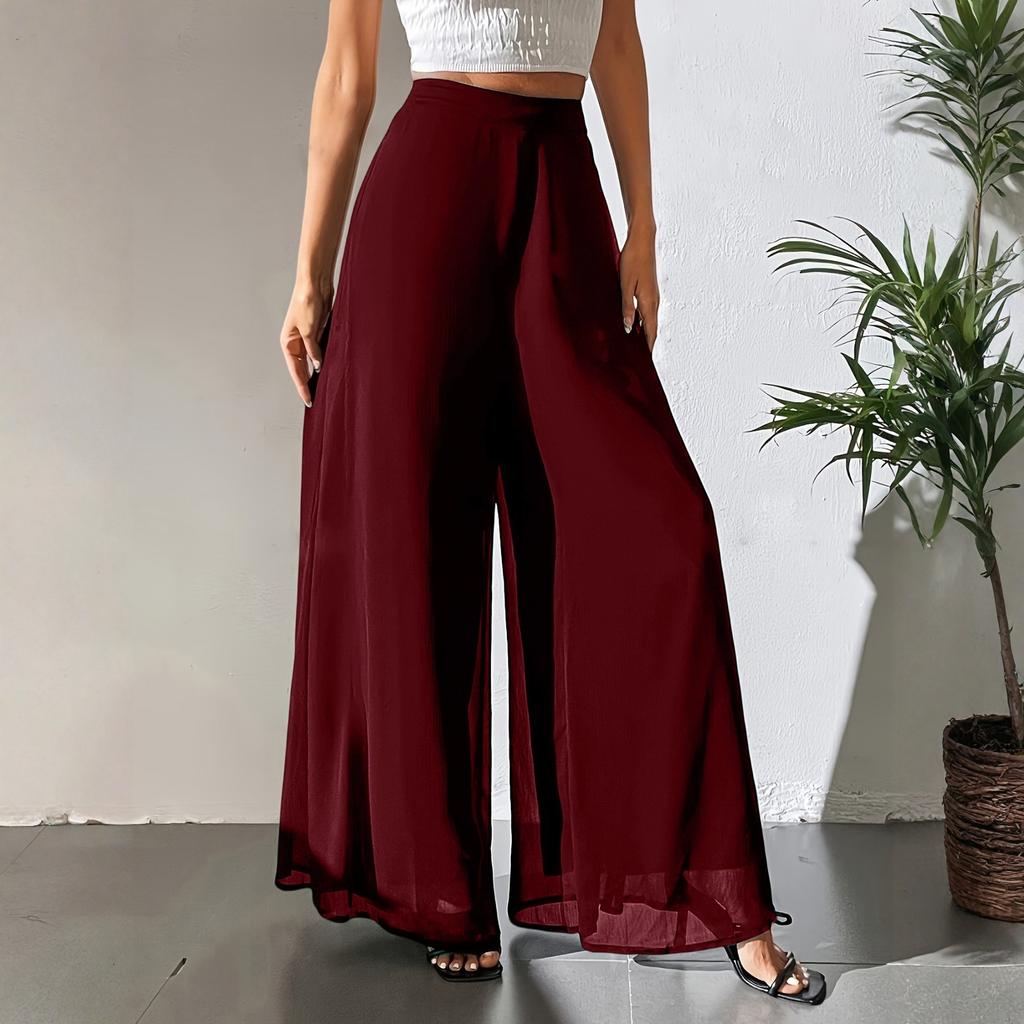 Women'S Wide Leg Pants  Casual Elastic Waist Loose-Fit Long Trousers, Lightweight, Suitable for All Seasons