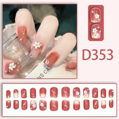 24 Stück/Set Kinder Spaß Niedlich Tragen Falsche Nägel Frisch Strahlend Abnehmbar Aufdrücken Nagelspitzen Vollständige Abdeckung Französisch Acryl Künstliche Nägel
