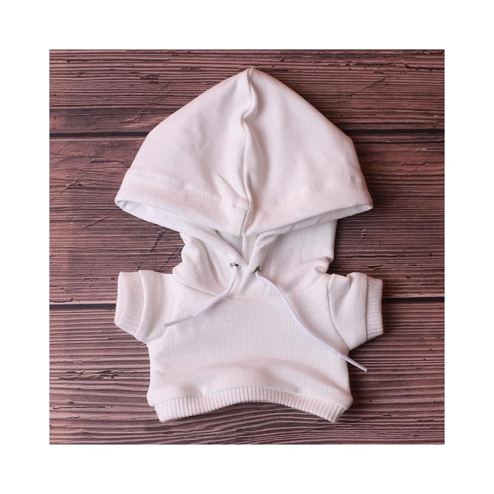 ESJNNK Plush Doll Clothing Set 2 Pieces White Hoodie Denim Pants 20cm Baby Doll Outfit
