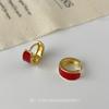 Maillard Autumn and Winter Light Luxury High-end Earrings Circle Women's Round Amber Earrings Retro Ear Clips Without Ear Piercings