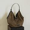 Leopard print canvas tote bag for women Korean fashion cotton fabric hobo bags large shoulder shopping bag