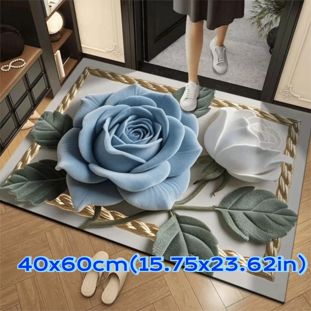 

Special-shaped Flower Carpet Non-slip Door Rug Quick Dry Blanket Home Decoration Blue-40x60cm