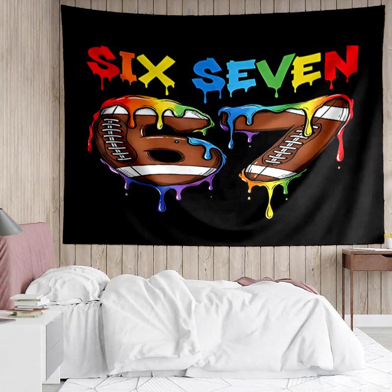 67 Print Tapestry, Backdrop, Easy Setup, Ideal for Bedroom, Office & Living Room, with Aesthetic Wall Hanging Decor.